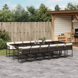 vidaXL Garten-Essgruppe mit Kissen Poly Rattan 13-tlg. (3211485)