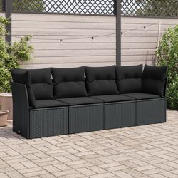 vidaXL Garten-Sofagarnitur mit Kissen Poly Rattan 4-tlg. (3249064)
