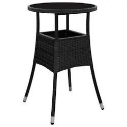 vidaXL Gartentisch Hartglas und Poly Rattan 60 x 75 cm (310598)