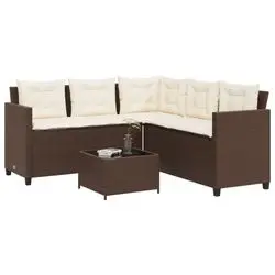 vidaXL Gartensofa in L-Form mit Tisch und Kissen Poly Rattan (369040)