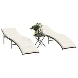 vidaXL Sonnenliegen mit Tisch Poly Rattan 2 Stk. (368252)