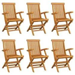 vidaXL Klappbare Gartenstühle Massivholz Teak 6 Stk. (3065529)
