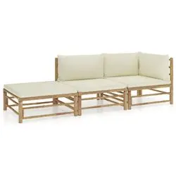 vidaXL Garten-Lounge-Set mit Kissen Bambus 3-tlg. (3058245)