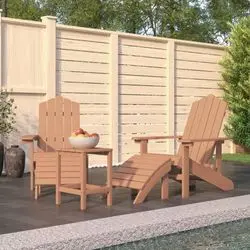 vidaXL Adirondack-Gartenstühle mit Hocker & Tisch HDPE (3095712)