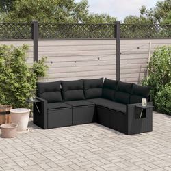 vidaXL Garten-Sofagarnitur mit Kissen Poly Rattan 5-tlg. (3220144)