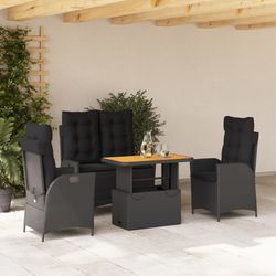 vidaXL Garten-Essgruppe mit Kissen Poly Rattan 4-tlg. (3277455)