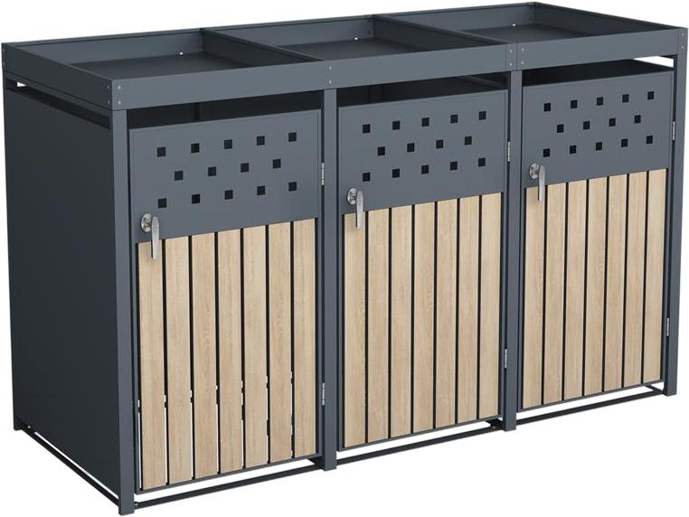 Estexo Mülltonnenverkleidung 3 Türen Box Pflanzdach (20301618) Estexo Mülltonnenverkleidung 3 Türen Box Pflanzdach (20301618)