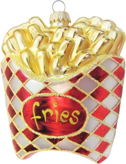 Krebs Glas Lauscha Baumschmuck Pommes 9 cm
