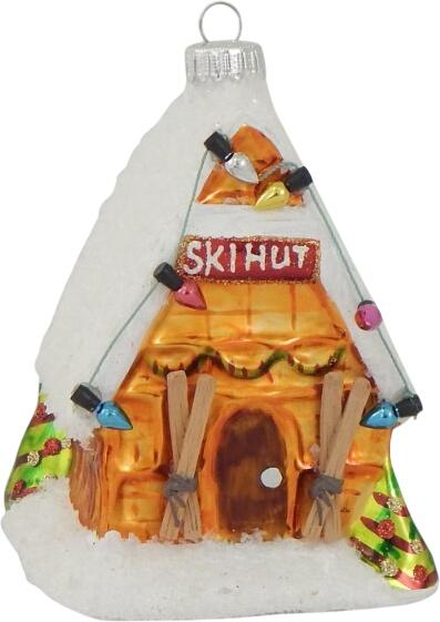 Krebs Glas Lauscha Baumschmuck Ski-Hütte 10 cm Krebs Glas Lauscha Baumschmuck Ski-Hütte 10 cm