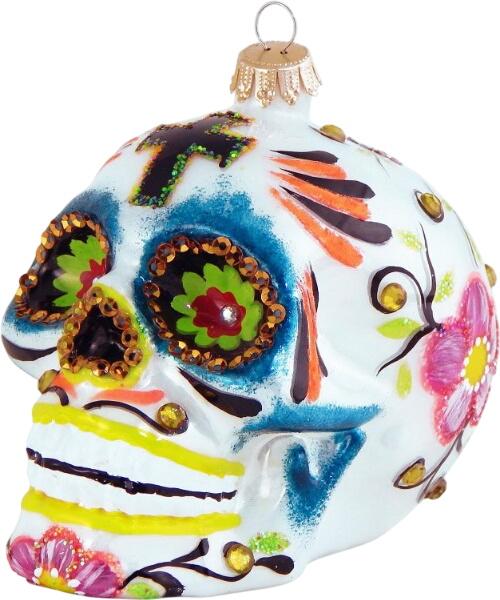 Krebs Glas Lauscha Baumschmuck Totenkopf Mexico 9 cm