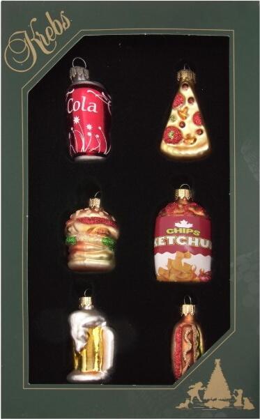 Krebs Glas Lauscha Baumschmuck Food-Set