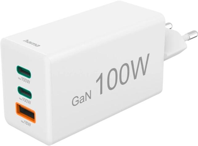 Hama Schnellladegerät GaN 2x USB-C 1x USB-A PD 100 (201997)