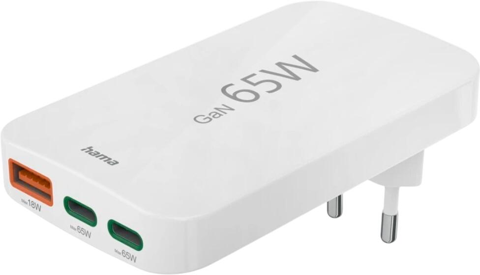 Hama Flaches Mini-Ladegerät 2x USB-C 1x USB-A PD 65W (00201976)