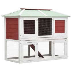 vidaXL Kleintier-/Kaninchenstall mit 2 Etagen Holz (170851)