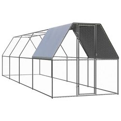 vidaXL Outdoor-Hühnerkäfig Verzinkter Stahl 2 x 8 x 2 m (3089321)