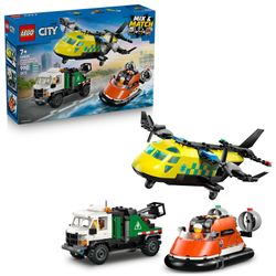 LEGO City Kombinationsset mit Flugzeug, Wartungsfahrzeug und Luftkissenboot (60505)