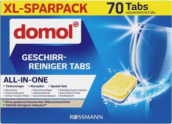 Domol All-in-one Geschirr-Reiniger Tabs XL 70 Stk.