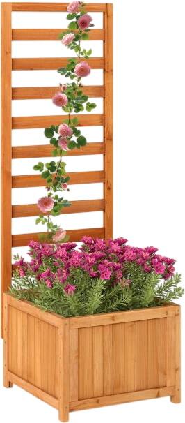 Costway Holz Hochbeet mit Rankgitter 123 cm
