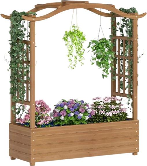 Costway Hochbeet mit Rankgitter & Hängendem Dach 110 x 40 x 124 cm Costway Hochbeet mit Rankgitter & Hängendem Dach 110 x 40 x 124 cm