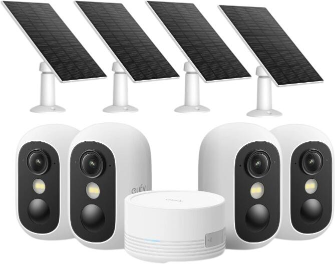 Eufy eufyCam C35 4er Set mit HomeBase Mini & Solarpanel (E8110425-1-AS311121-4)