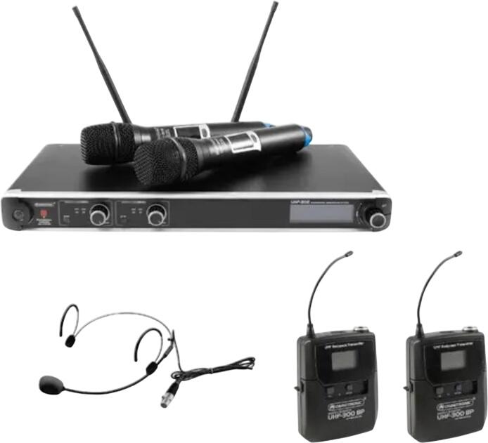 Omnitronic Set UHF-302 Empfänger + Headset + 2 x Sender