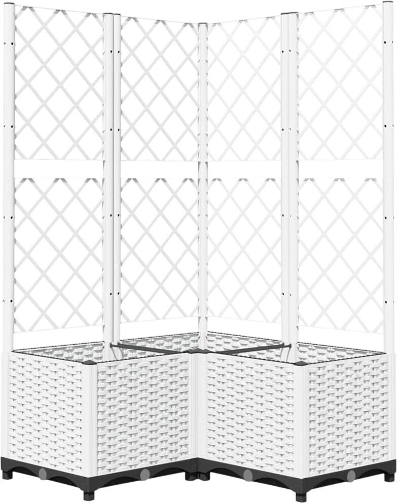 vidaXL Pflanzkübel mit Rankgitter Weiß 80 x 80 x 136 cm (153286)