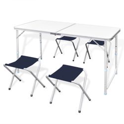 vidaXL Campingtisch mit 4 Hockern Klappbar Höhenverstellbar 120 x 60 cm (41328)