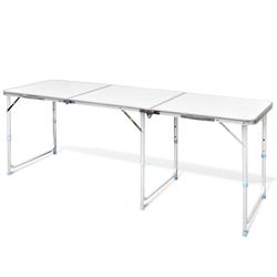 vidaXL Campingtisch zusammenklappbar höhenverstellbar Aluminium 180 x 60 cm (41326)