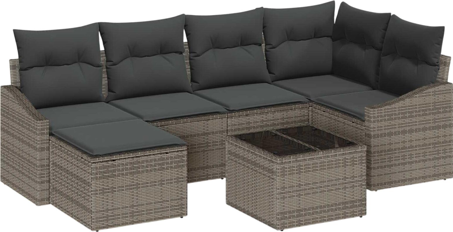 vidaXL Garten Essgruppe mit Kissen und Speicher 7-tlg. (3355468)