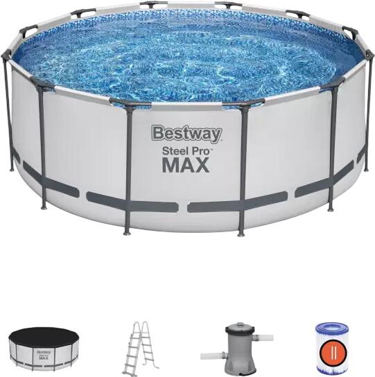 Bestway Steel Pro MAX Frame Pool Komplett-Set mit Filterpumpe Ø 366 x 122 cm (56420_22)