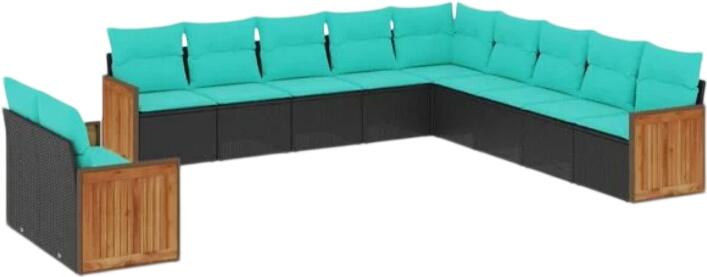 vidaXL Gartensofa-Set mit Kissen Polyrattan 11-tlg. (3227807)