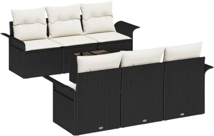 vidaXL Gartensofa-Set mit Kissen Polyrattan 7-tlg. (3353916)