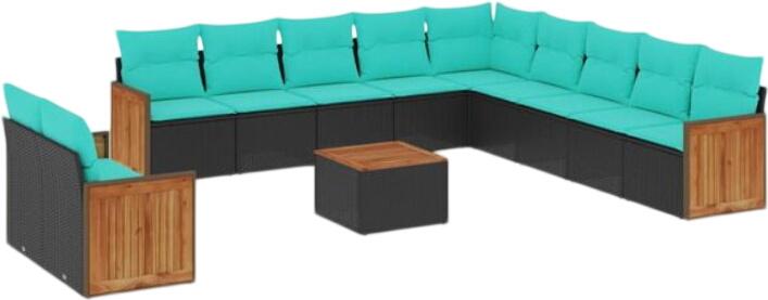 vidaXL Gartensofa-Set mit Kissen Polyrattan 12-tlg. (3227814)