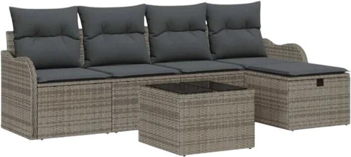 vidaXL Gartensofa-Set mit Kissen Polyrattan 6-tlg. (3358968)
