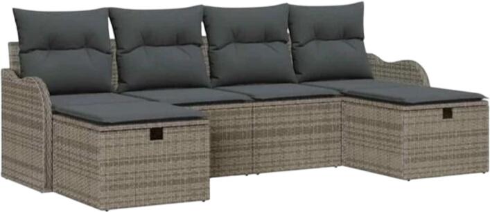 vidaXL Gartensofa-Set mit Kissen Polyrattan 6-tlg. (3360350)