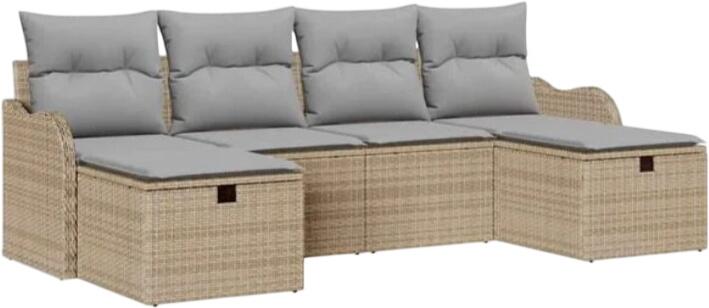 vidaXL Gartensofa-Set mit Kissen Polyrattan 6-tlg. (3360351)