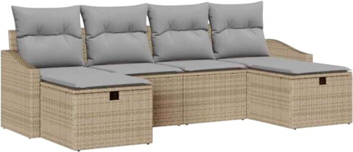 vidaXL Gartensofa-Set mit Kissen Polyrattan 6-tlg. (3359319)