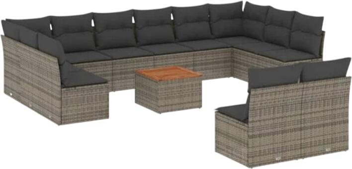 vidaXL Garten-Sofagarnitur mit Kissen Polyrattan 13-tlg. (3223897)