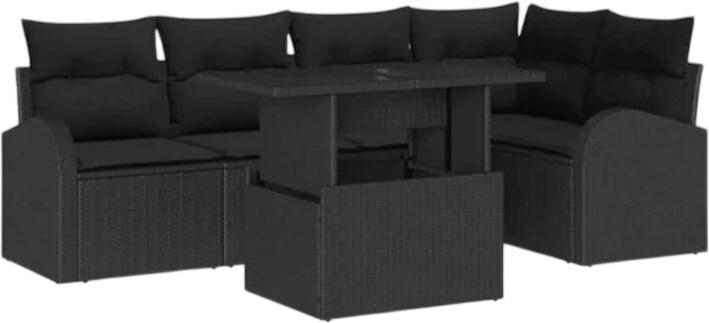 vidaXL Gartensofa-Set mit Kissen Polyrattan 6-tlg. (3357386)