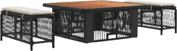 vidaXL Garten-Essgruppe mit Kissen Polyrattan 3-tlg. (42026744)