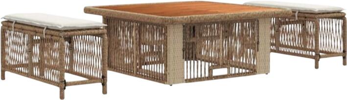 vidaXL Garten-Essgruppe mit Kissen Polyrattan 3-tlg. (42026746)