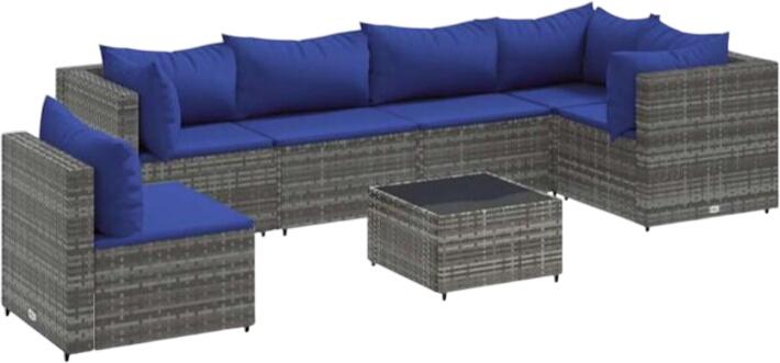 vidaXL Gartenlounge-Set mit Kissen Polyrattan 7-tlg. (3308183)