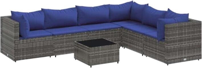vidaXL Gartenlounge-Set mit Kissen Polyrattan 7-tlg. (3308151)