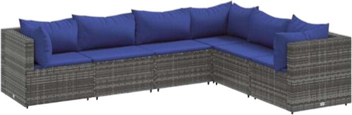 vidaXL Gartenlounge-Set mit Kissen Polyrattan 6-tlg. (3308143)
