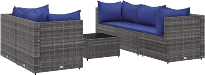 vidaXL Gartenlounge-Set mit Kissen Polyrattan 6-tlg. (3308023)