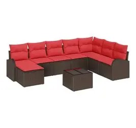 vidaXL Gartensofa-set mit Kissen 9-tlg. (3346174)