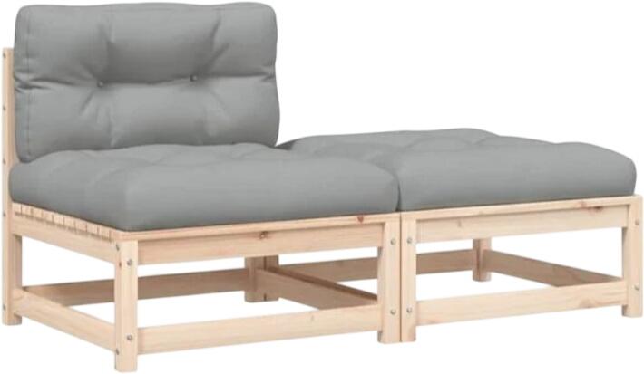 vidaXL Gartensofa ohne Armlehnen mit Kissen + Hocker (838126)