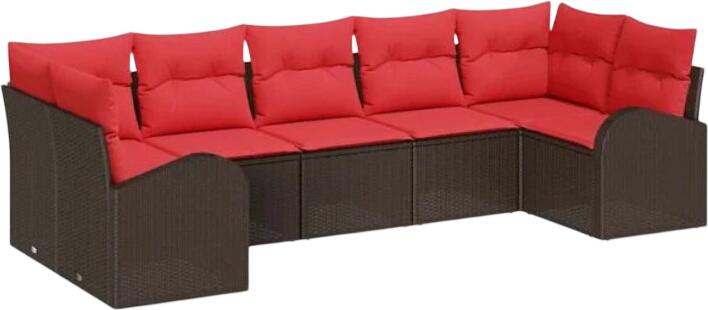 vidaXL Gartensofa-Set mit Kissen Polyrattan 7-tlg. (3346194)
