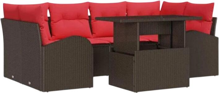 vidaXL Gartensofa-Set mit Kissen Polyrattan 7-tlg. (3348580)