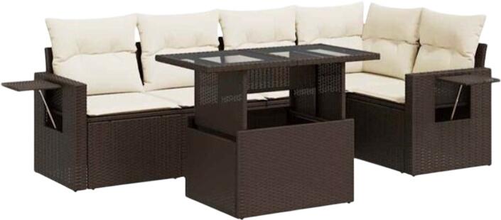 vidaXL Garten-Sofagarnitur mit Kissen Polyrattan 6-tlg. (3326484)